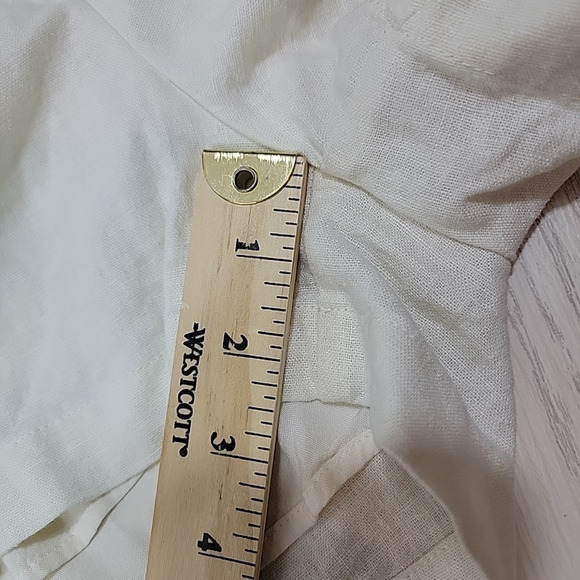 Shinestar Linen Shorts Womens L White Belted Button Fly High Waist Paperbag Boho - Picture 11 of 12